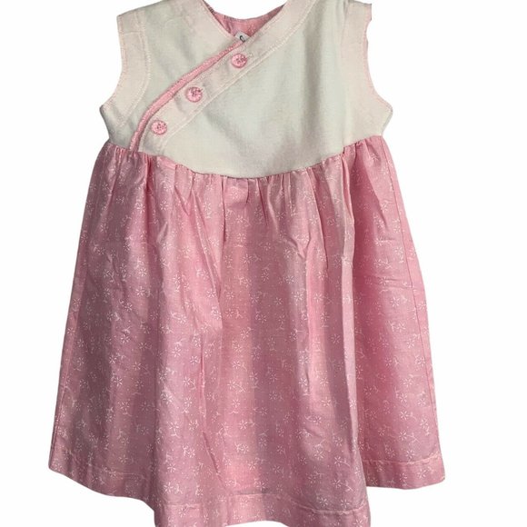 Vintage Girls Toddler Pink White Smock Dress 24M - Picture 1 of 7